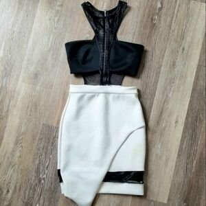 Miss Selfridges Mesh Cutout Asymmetrical Dress